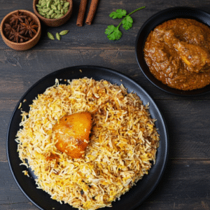 Royal Aloo Biriyani With Mughlai - Style Chicken Chaap [serve 1]
